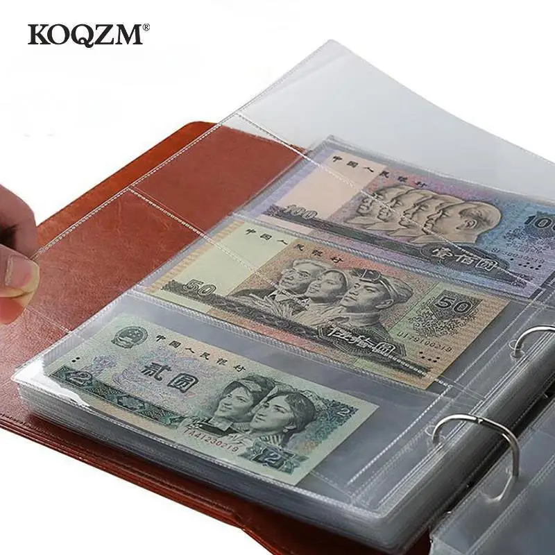 10Pcs/1pcs 3-slot Loose Leaf Money Banknote Album Page Collecting Holder Sleeves