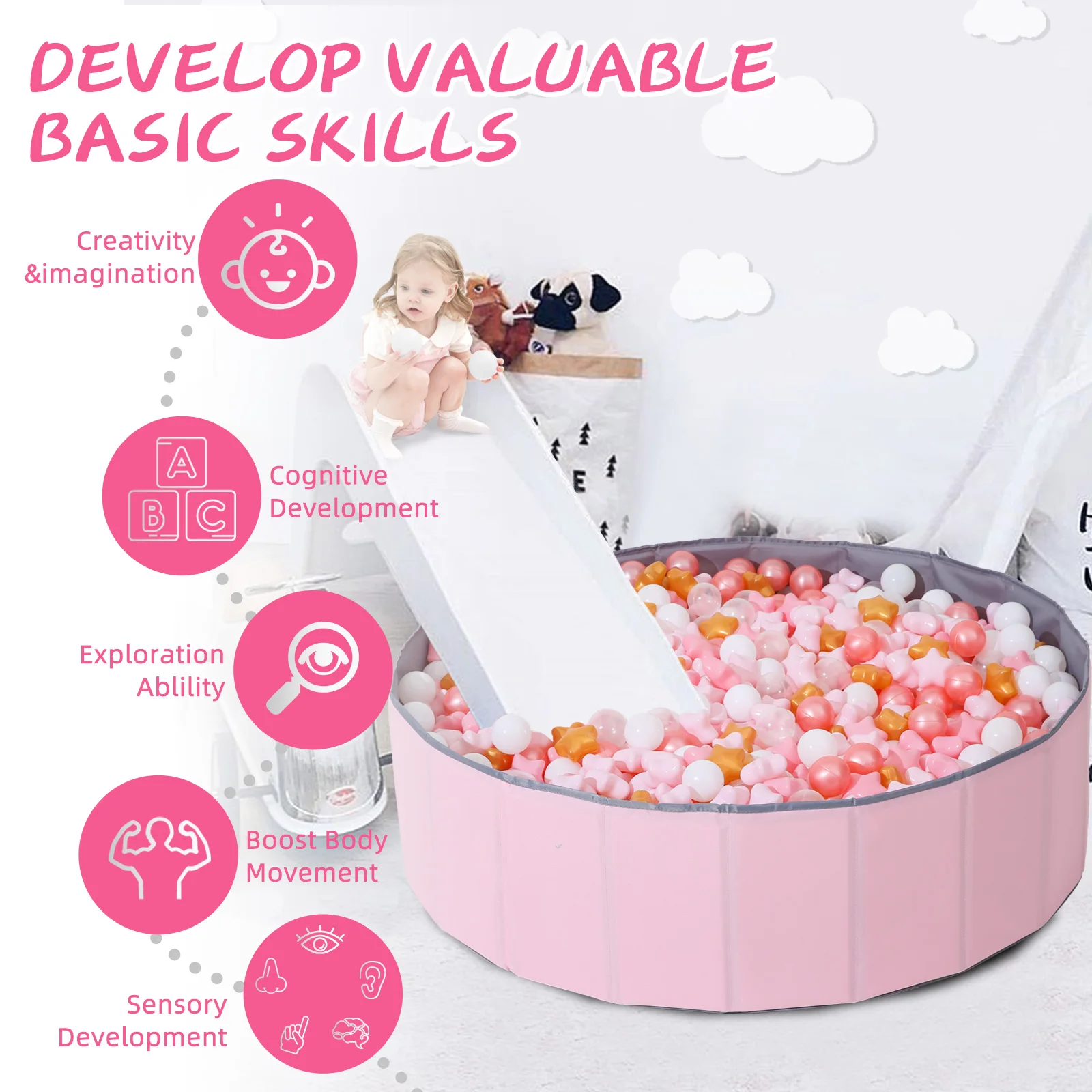 حفرة كروية دائرية قابلة للطي مقاس 100 سم للاستخدام الداخلي والخارجي معدات اللعب المحمولة للأطفال