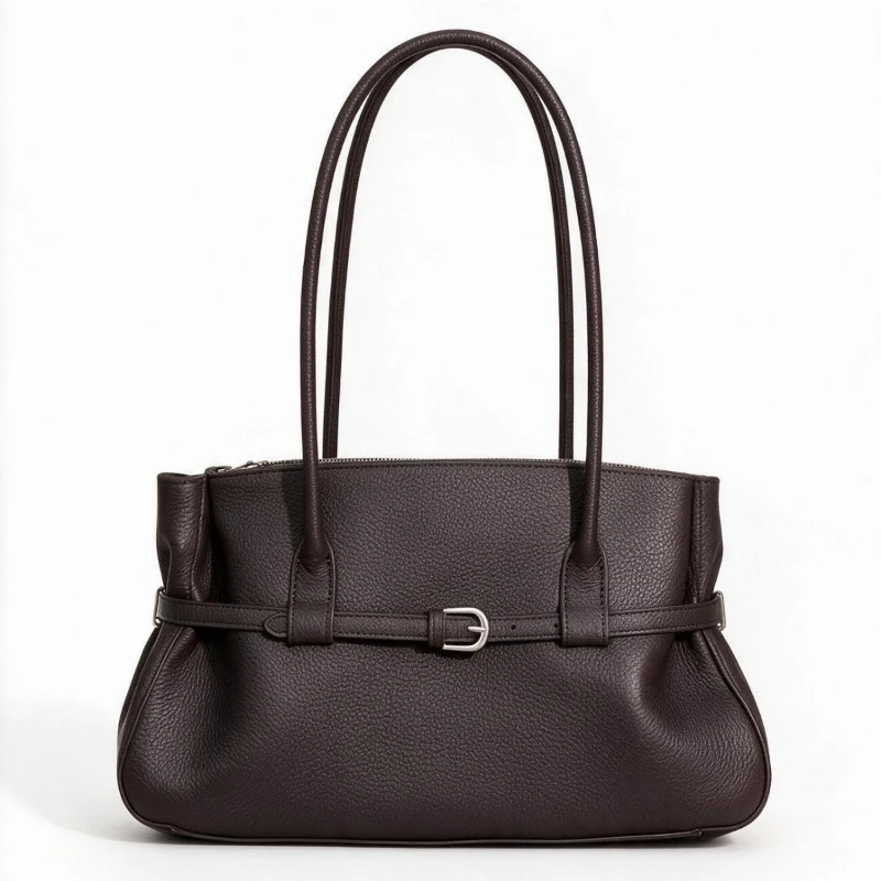 Minimalist Everyday Casual Work Shoulder Bag for Women Genuine Leather Large Capacity Luxury Handbag Portable