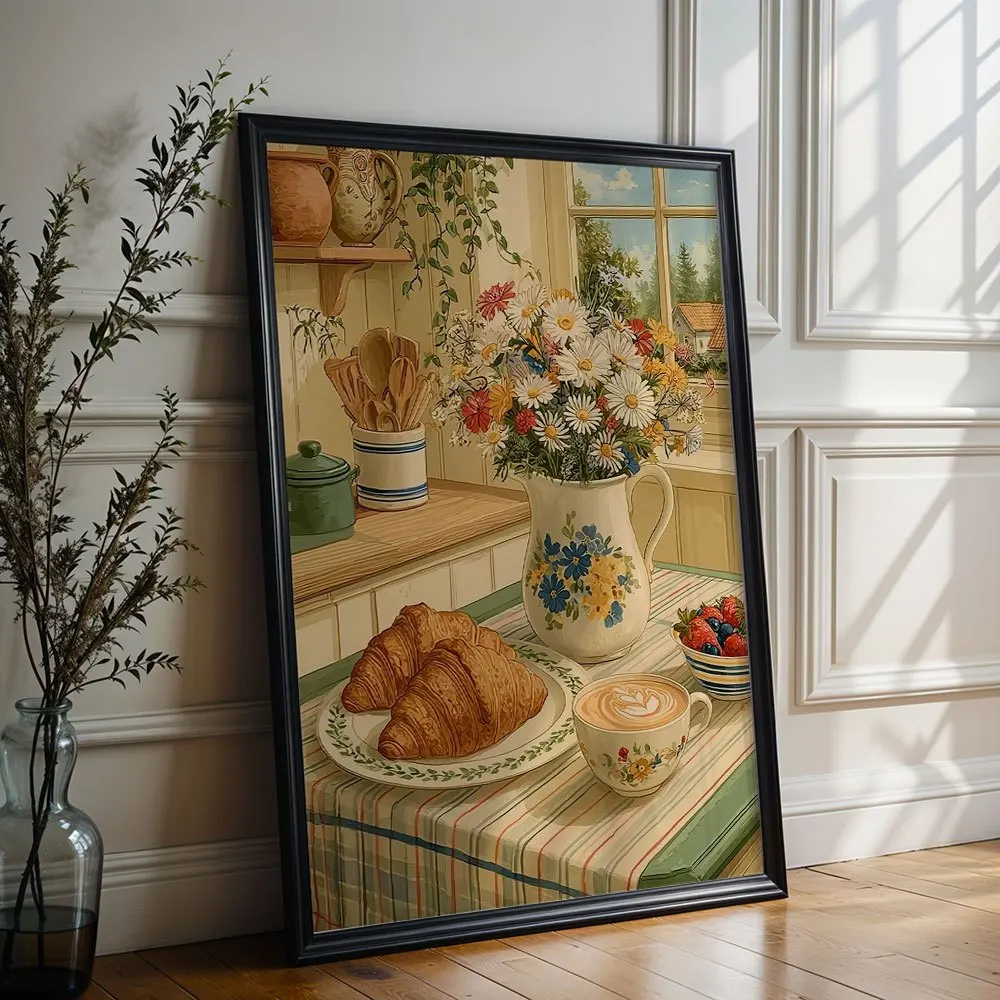 Vintage Country Kitchen Breakfast Still Life Canvas Wall Decor Picture, 2D Printed Poster Wall Art