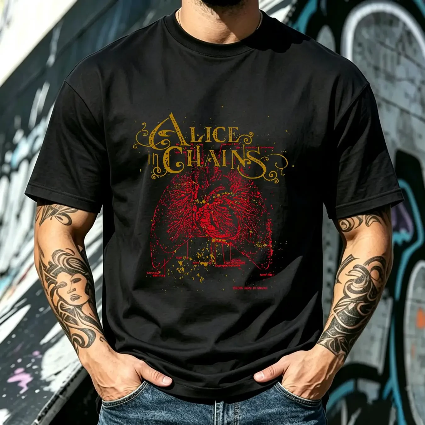 washed T Shirt cute new Alice In Chains HOT trend arT gift halloween vintage Washed Comfortable Versatile homme Stretched