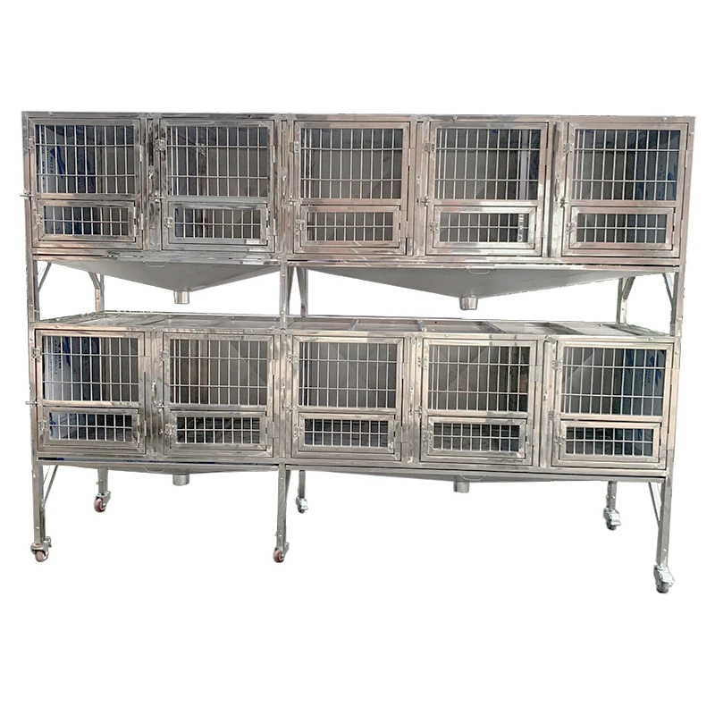 

Heavy Duty Double Layered Stackable Stainless Steel Large Dog Pet Cages Metal Kennels Pet Cages Dog Cat Veterinary For In House