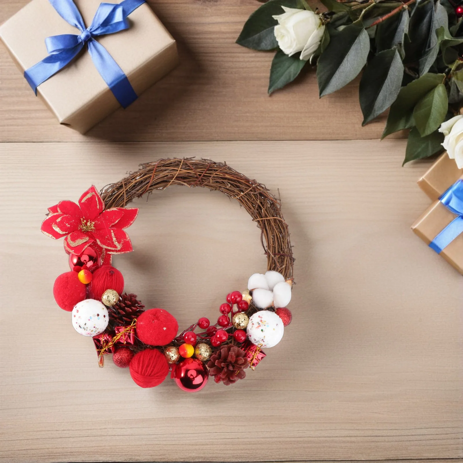 

8Pcs Craft Rattan Wreath Base 30Cm Flexible Vine Frame for DIY Flower Wreath Boho Home Decor Holiday Festive Setup