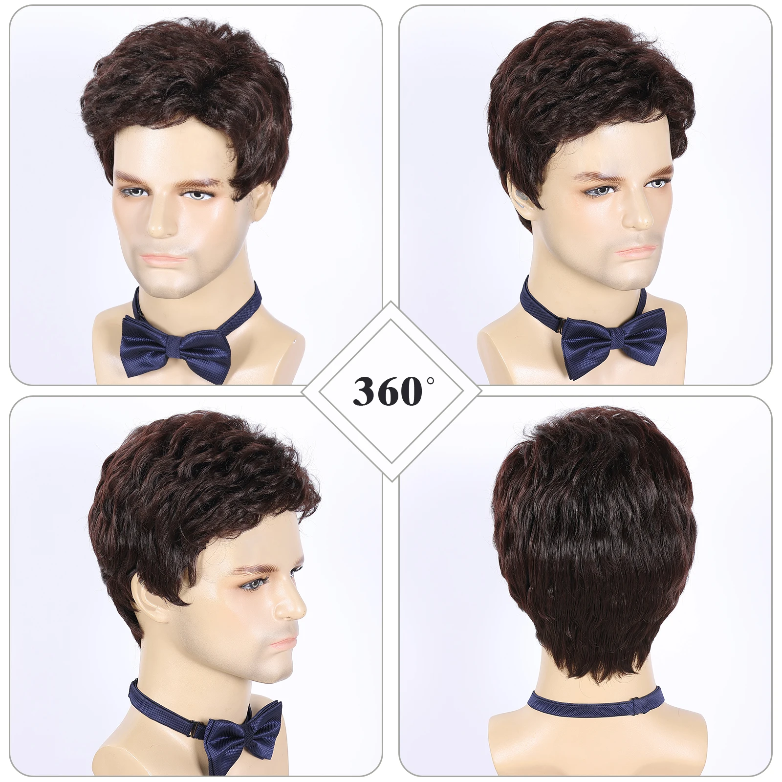 BCHR Men's Wig Short Brown Wig Men Layered Natural Fluffy Synthetic Hair Halloween Costume Wigs for Male Man image 3