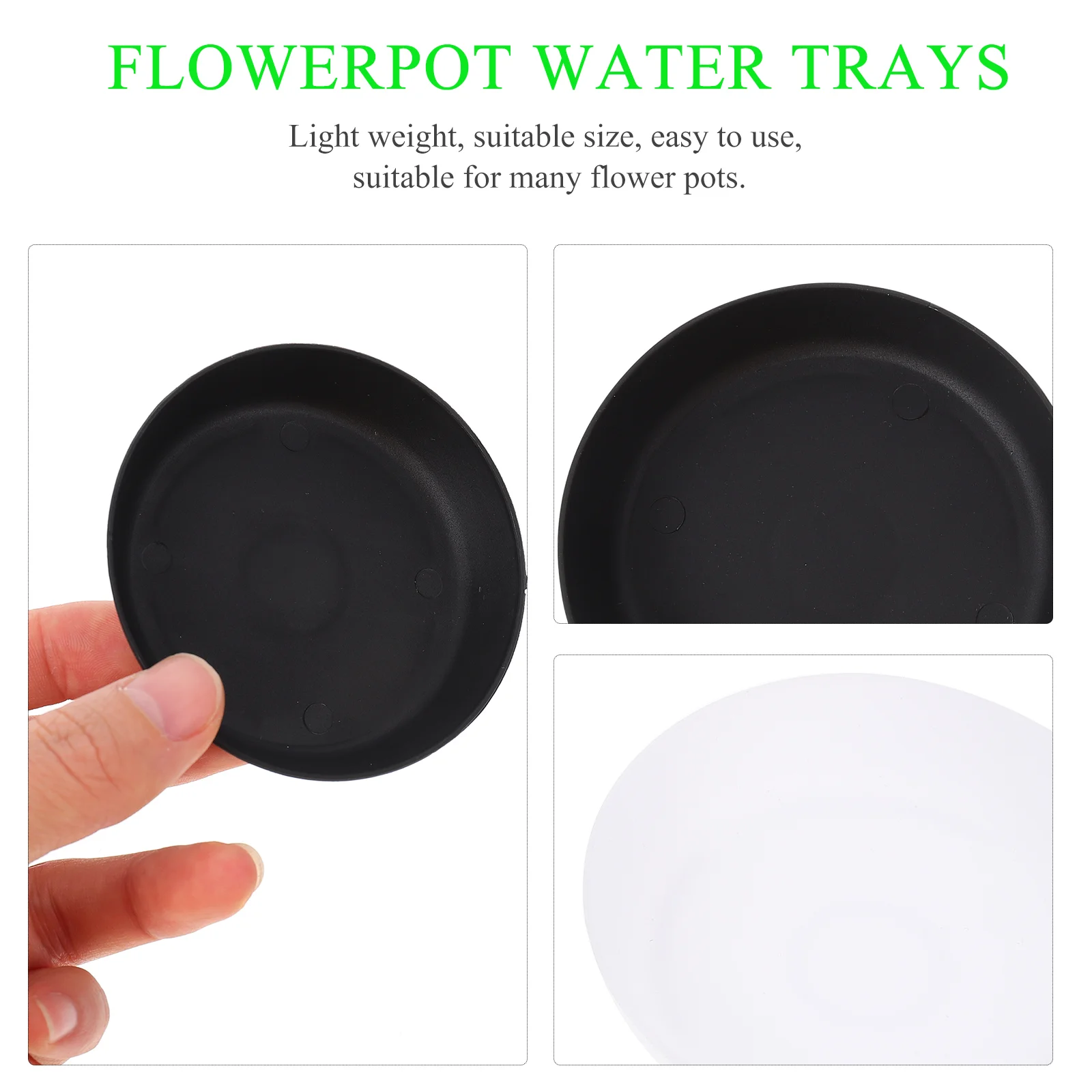 30pcs Flower Water Tray Drip Trays Saucers Planter Trays Round Flower Pot Drip Pans Dishes Plates Black White 7cm