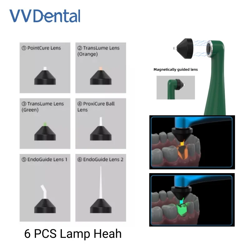 

VVDental 6pcs Dental Curing Lamp Lens Head Resin Cure Replace the Lamp Head Dentistry Tools