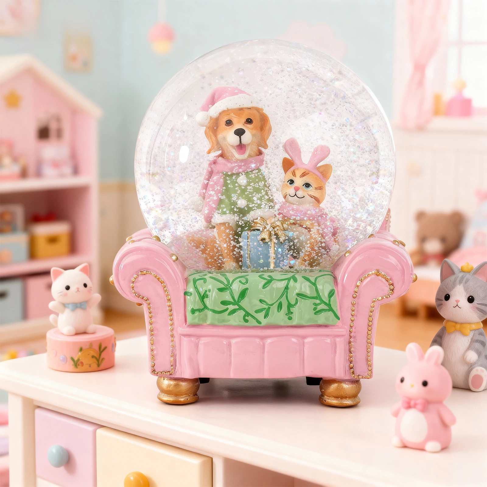 

Festive Tabletop Snow Globe with Animal Scene, Christmas Home Decor Ornament and Unique Holiday Gift for Mantel or Shelf