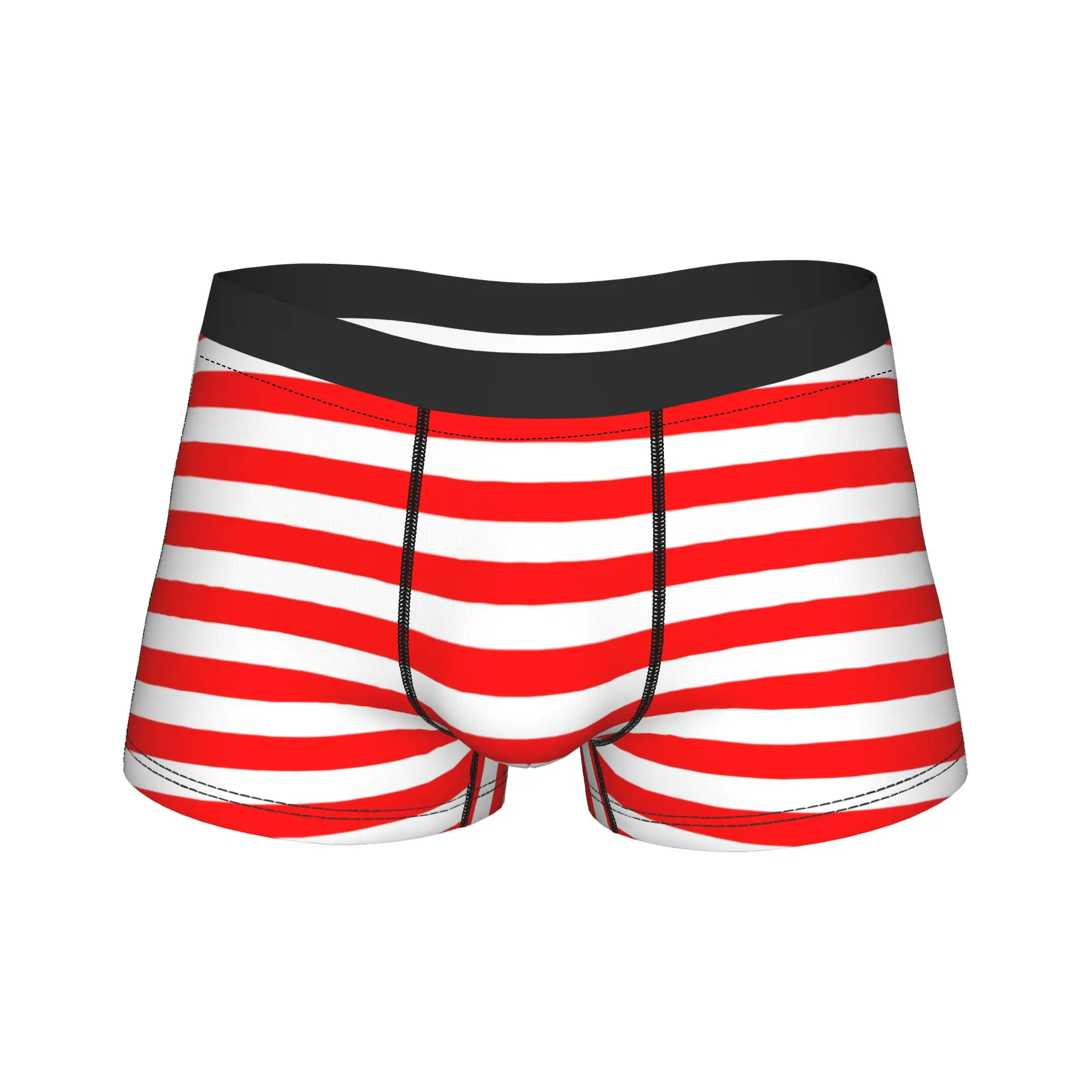 Red And White Striped Shorts Briefs  Underwear Trenky Male Classic Boxer Shorts Printed Oversize Underpants