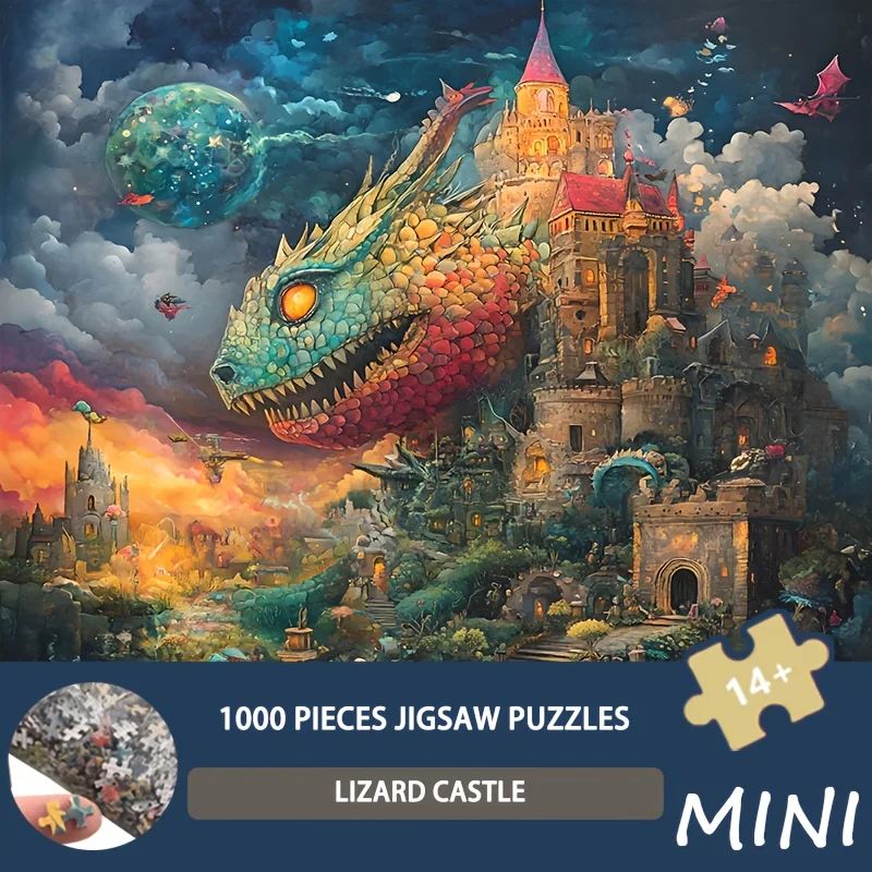 

Микроголоволомка мини-размера, 1000 шт., LizardCastle Art Fantasy - толстый картон премиум-класса, домашний декор 38x38 см