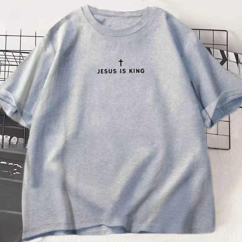 Jesus ist König, christliches T-Shirt für Damen, christliches Merchandise-Jesus-T-Shirt, Glaube, kurzärmelig, Rundhalsausschnitt, Grafik-T-Shirts