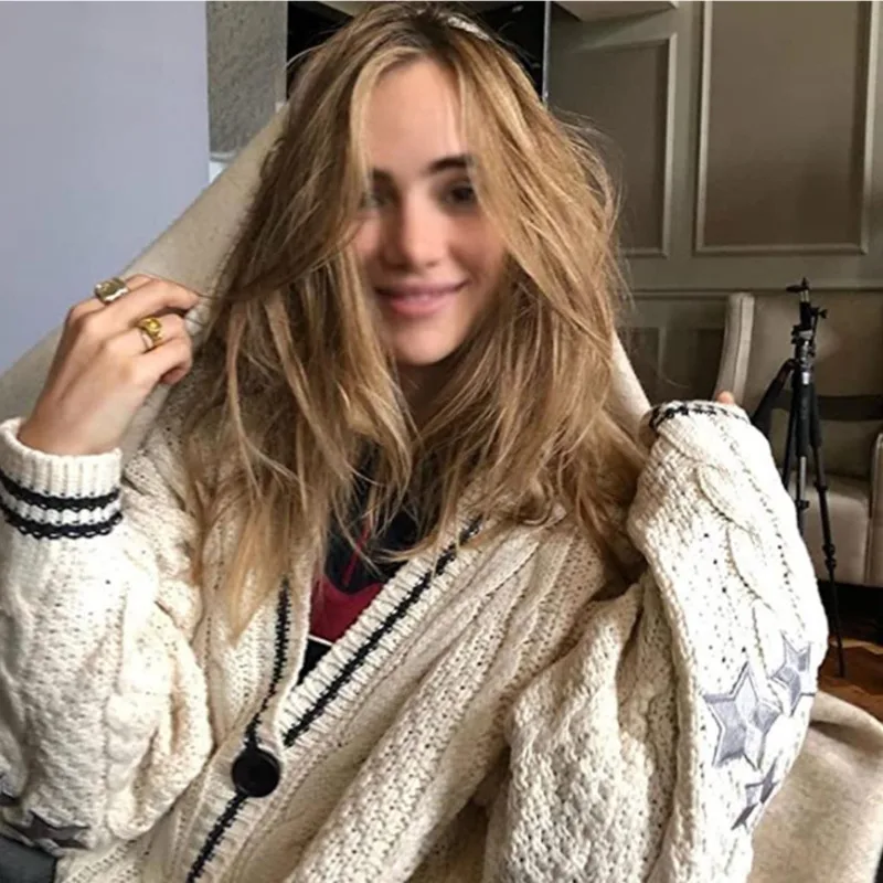 Fashion Star Knitted Sweater Single Breasted Sweater Women's Coat For Autumn Winter Commuting Solid Color Long Sleeved Cardigan