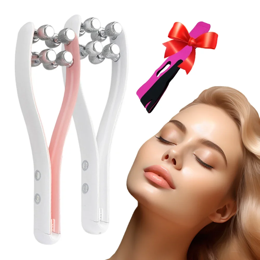 EMS Rosto Massageador Rolo Recarregável Facial Lifting Machine, V-Face Vara, Vibração Massagem, RF Anti-Rugas Pele Beleza Dispositivo