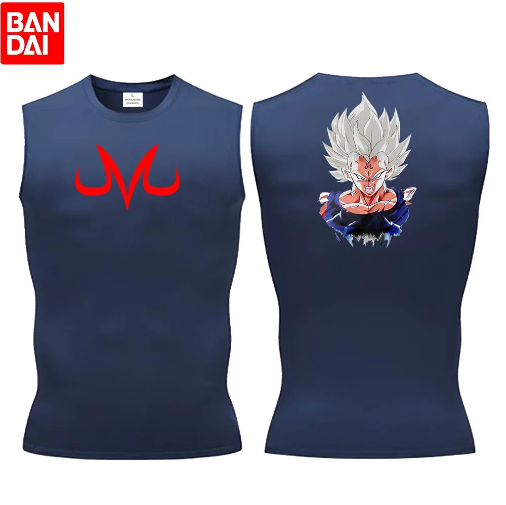 قمصان Dragon Ball للرجال للياقة البدنية وكمال الأجسام، ملابس رياضية للصالة الرياضية، سترات عضلية قابلة للتنفس، قمصان صيفية بدون أكمام باللون الأسود #5