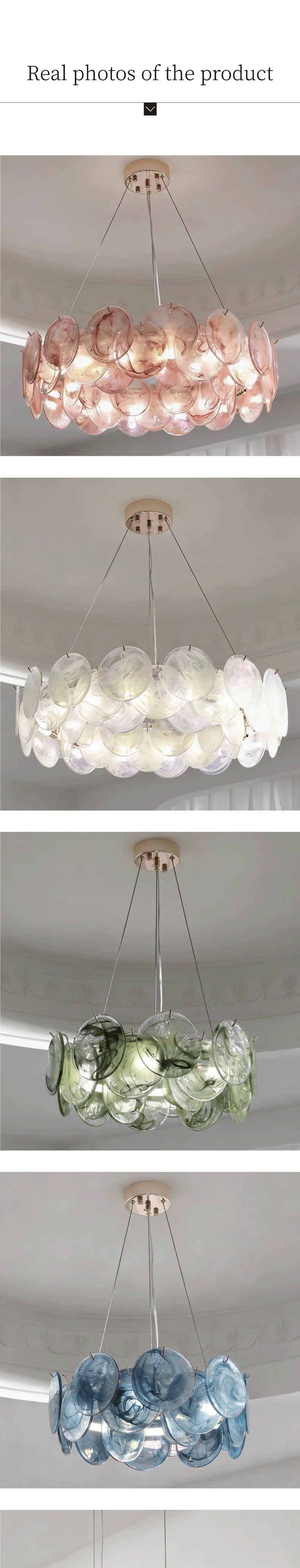 Colorful Glass LED Pendant Lights French Living Room E14