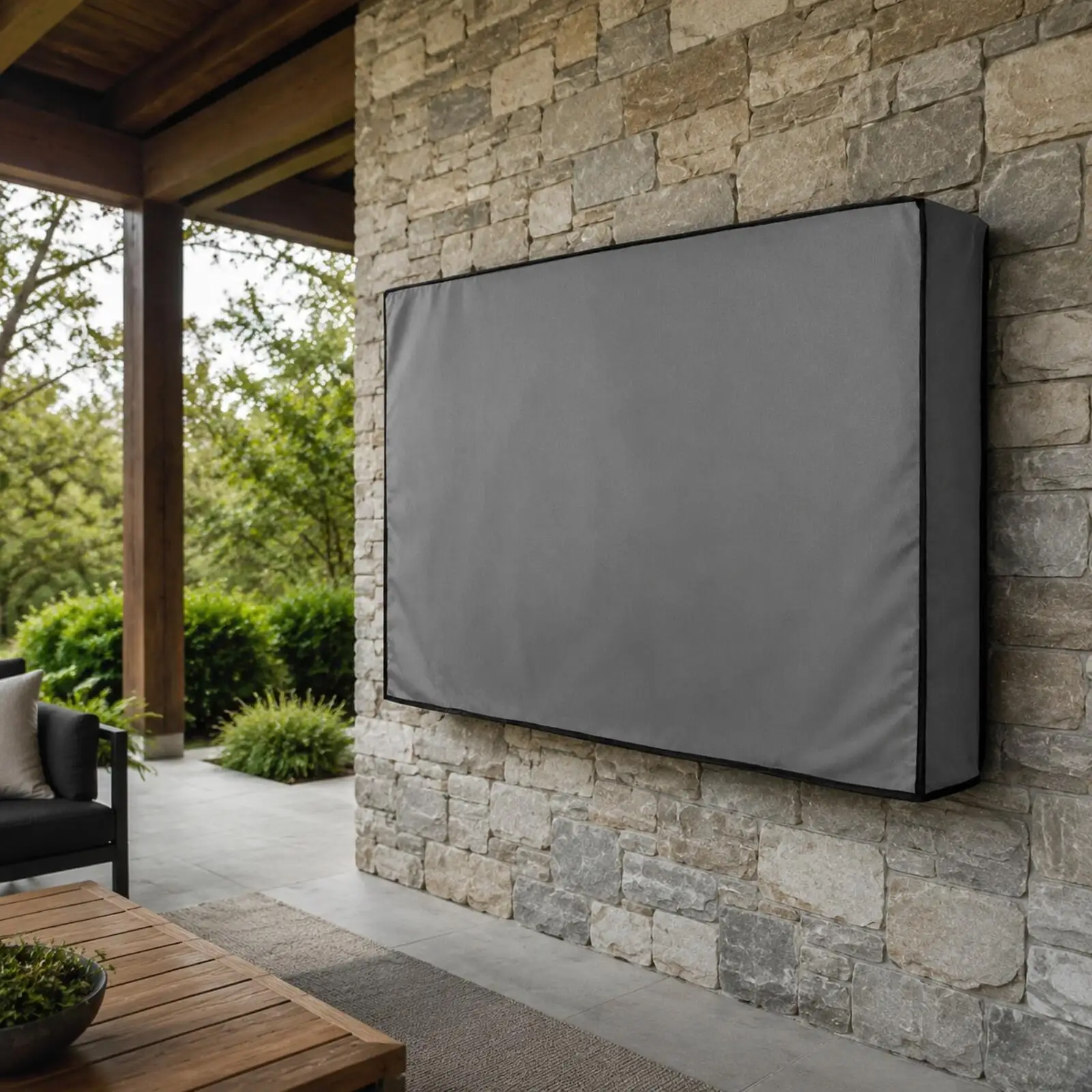Funda para televisión de exterior, para pantallas de 43 y 55 pulgadas, con soporte de pared, impermeable, resistente al polvo, fabricada en tela Oxford, protector para el patio con bordes bien acabados.