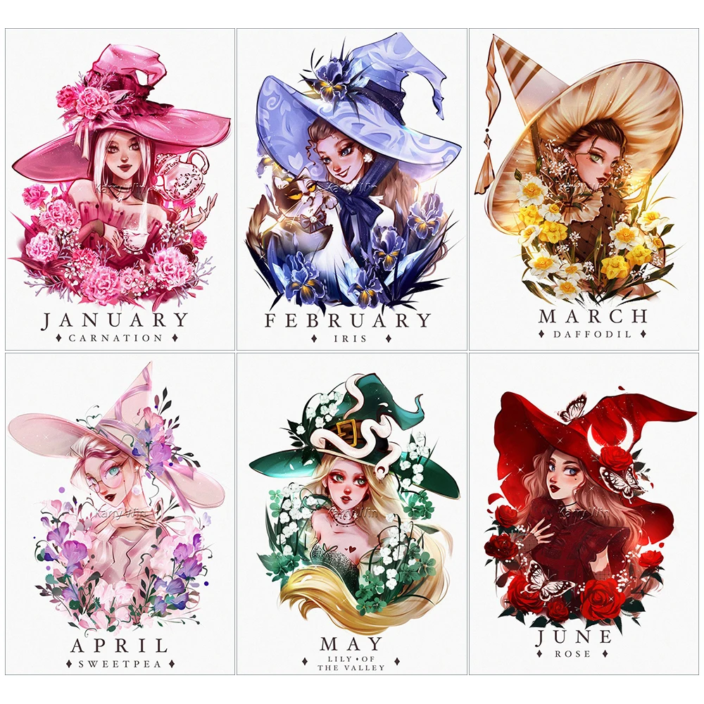 

5D DIY ежемесячная картина ведьмой и цветами, искусство, хобби, Набор для вышивки крестиком, мозаика, домашний декор, подарок