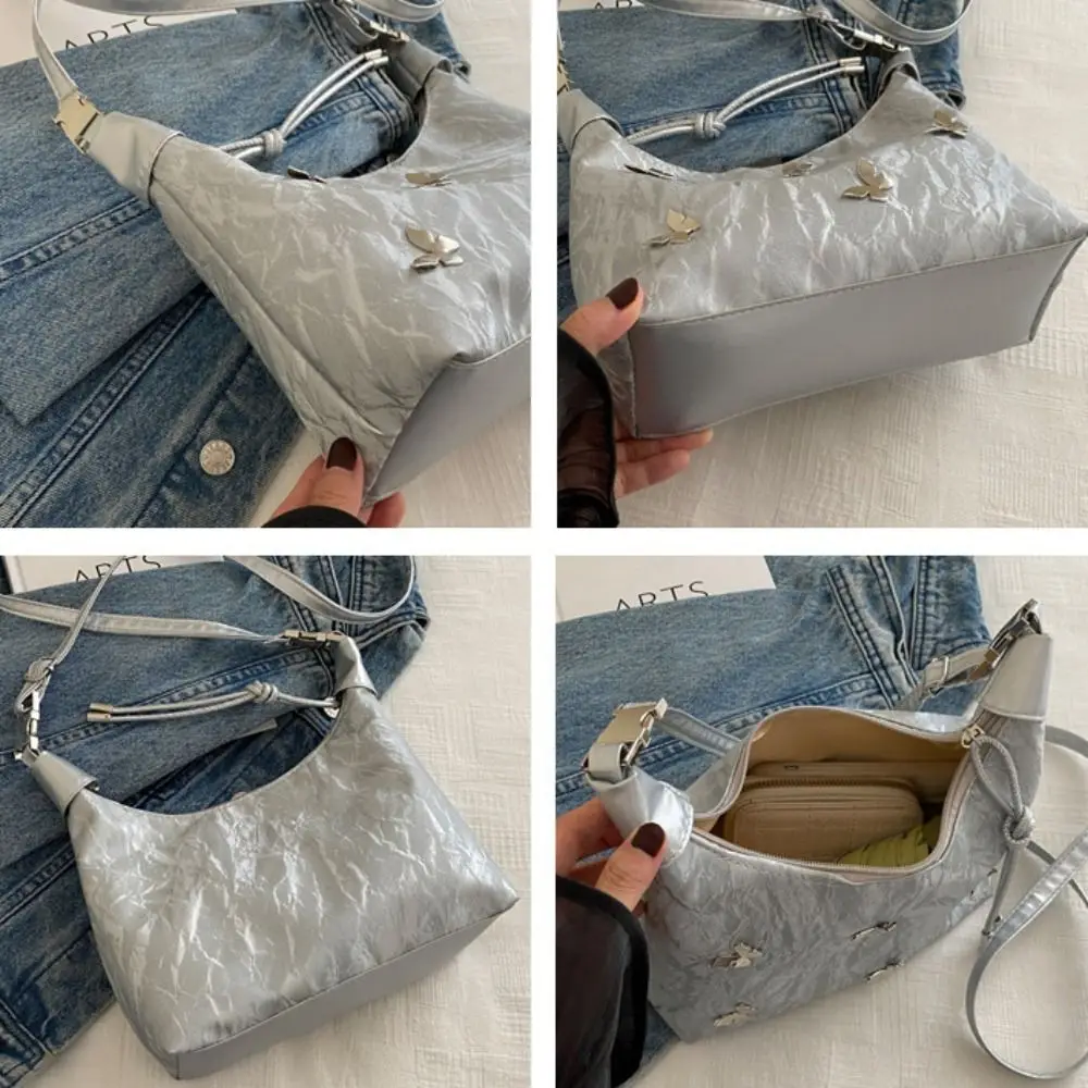 Casual Effen Kleur Chinese Stijl Handtas Retro Rits Cheongsam Tas PU Leer Mode Vlinder Crossbody Tas Dames