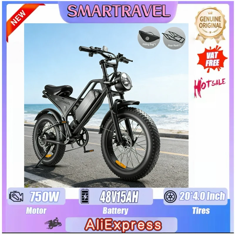 

20-дюймовый электровелосипед с мощным двигателем 750 Вт, многофункциональный внедорожный горный электровелосипед, аккумулятор 48В15Ач, электрический велосипед для снега