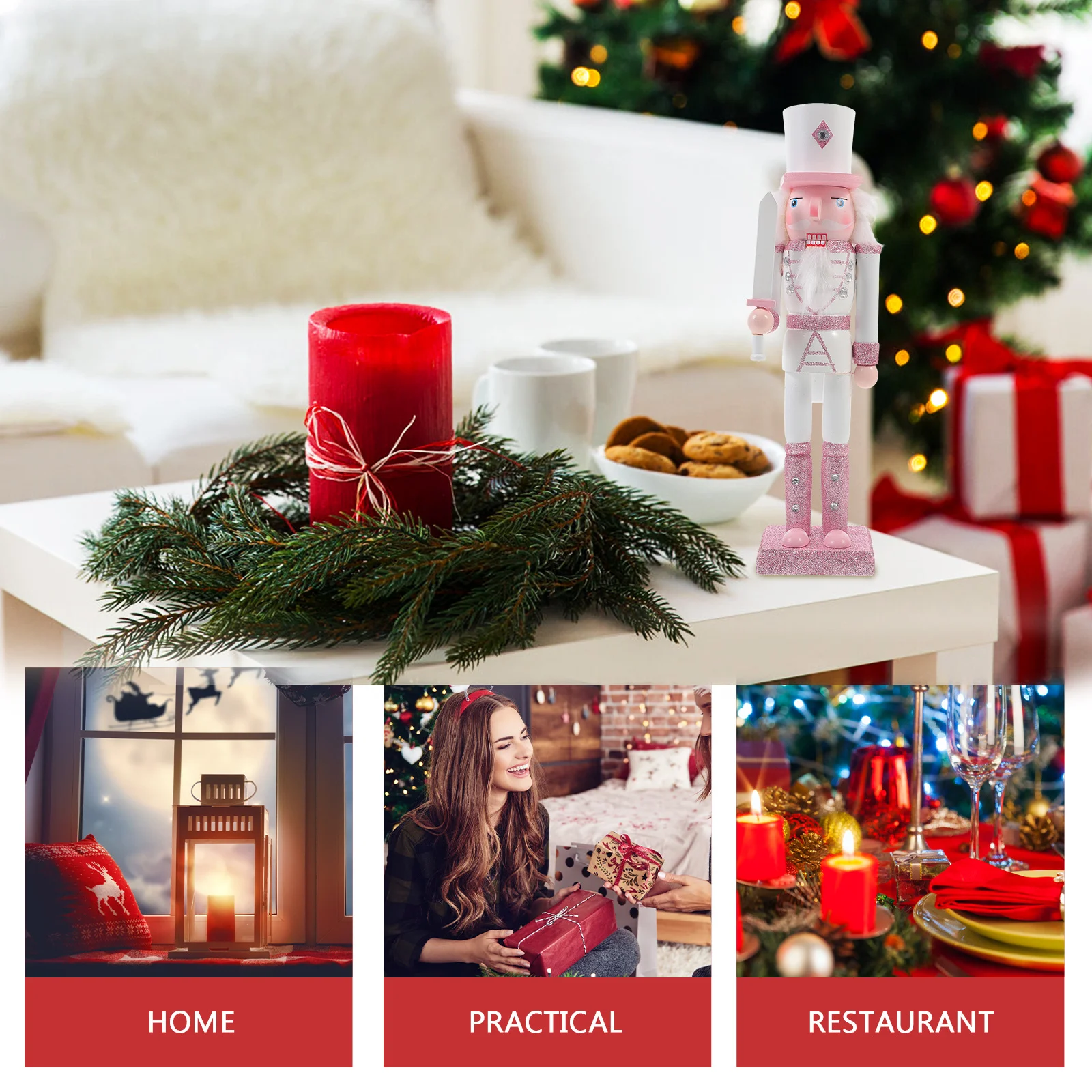 

Wooden Christmas Nutcracker Tabletop Decoration Holiday Gift Wood Craft Xmas Nutcracker Puppet Figure Christmas Desktop Decor