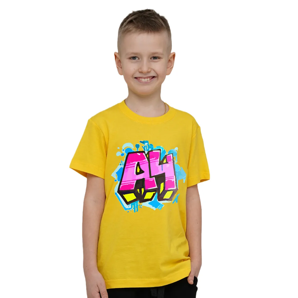 T-Shirt Vlad A4 Paper Graffiti Merch Yellow Summer 100% Cotton Tee Gift Child