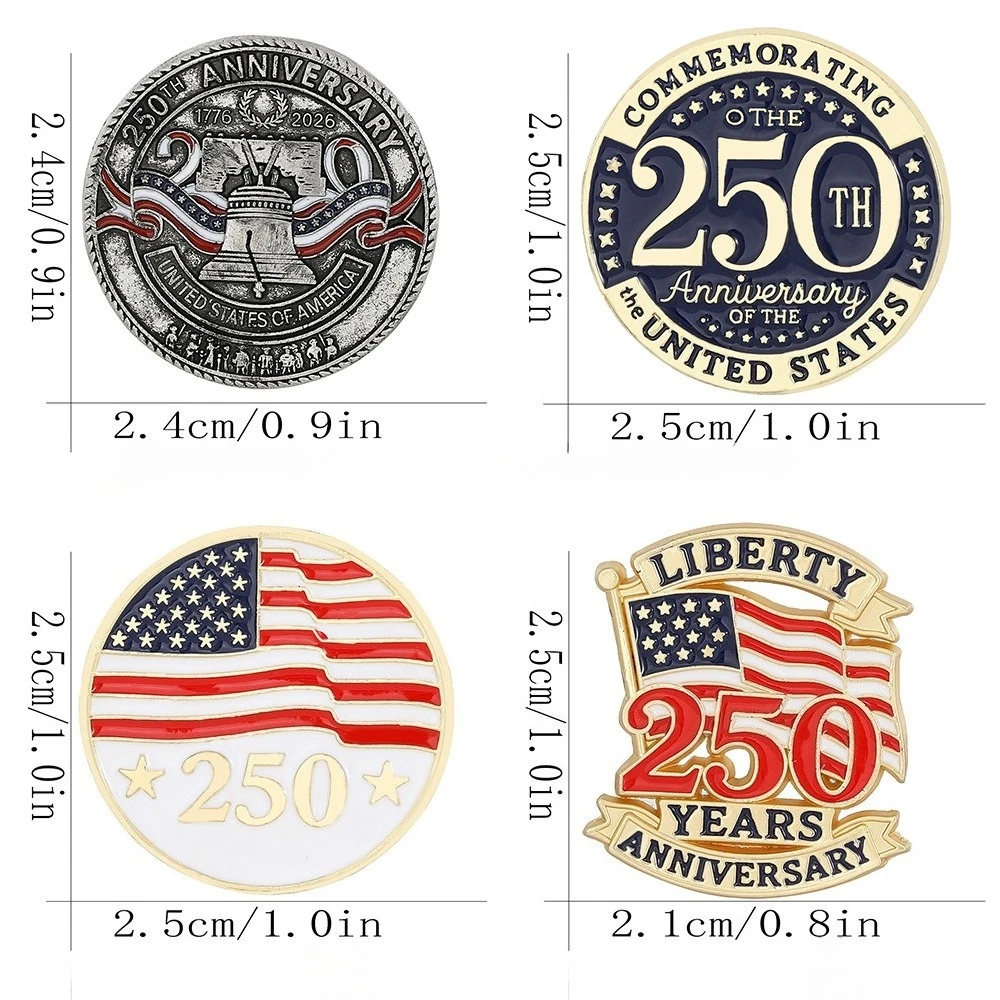 The United States' National Day Brooch Commemorating The 250th Anniversary Pin Alloy Oil-dripping Badge Honor Brooches