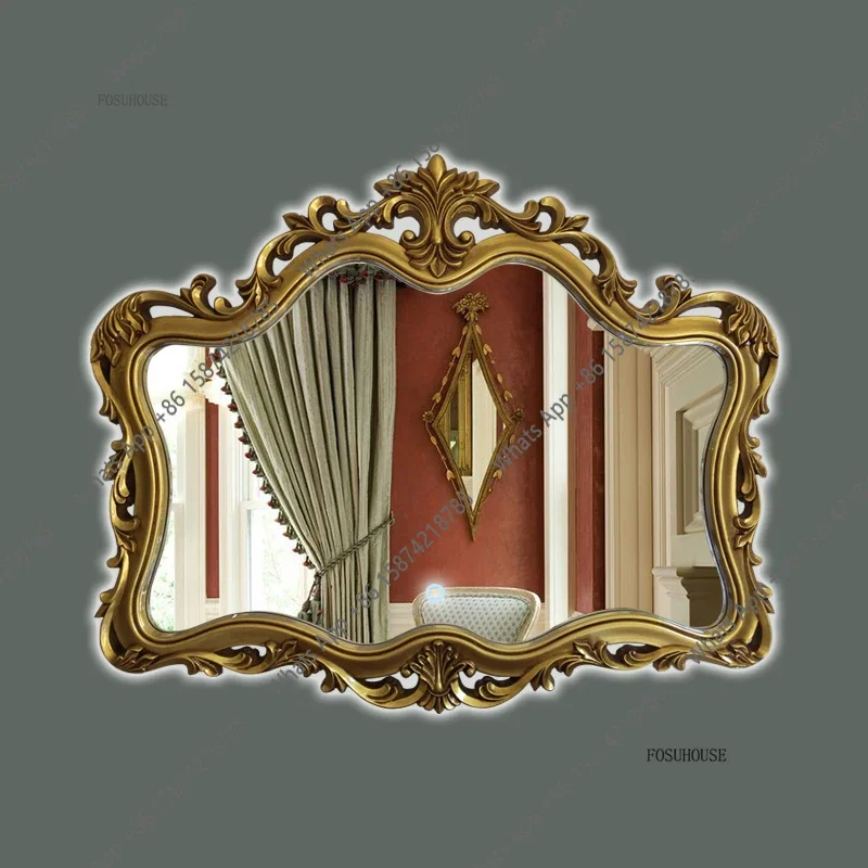 European Retro Mirrors For Entryways Wall-mounted Exquisite Decorative Mirrors Light Luxury Unique Design Mirrors For Bathroom X