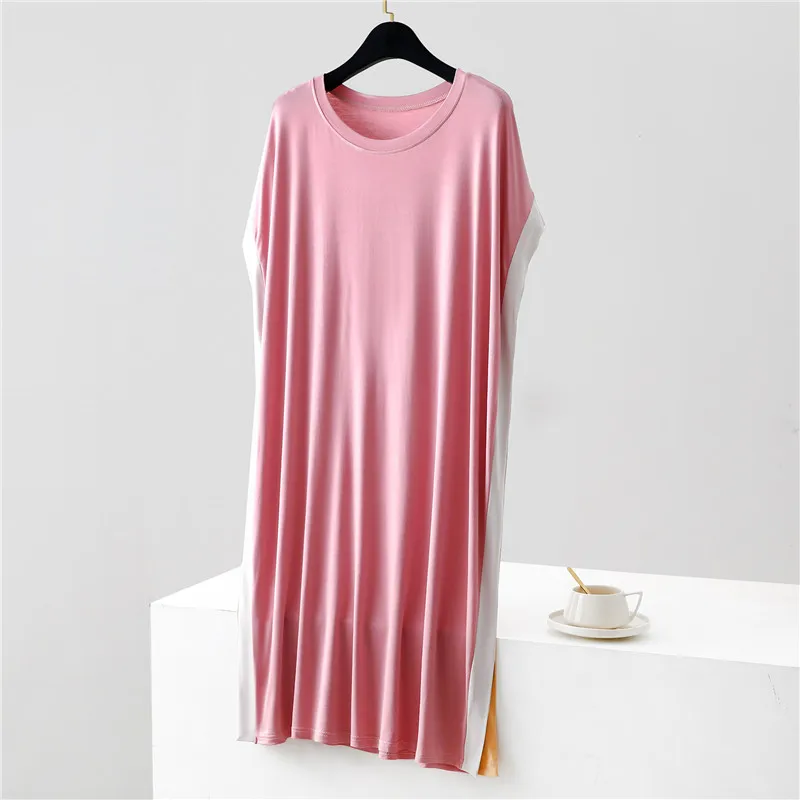 Casual Night Wears For Women New Loose Summer Nightgowns Female Modal Comfortable Nightdress Matching Color Sleepwear Dress