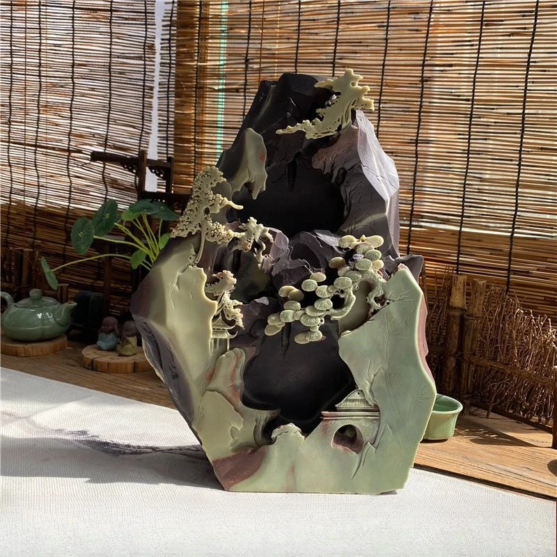 Pure handmade purple robe jade belt stone ornament stone carving ornament home collection