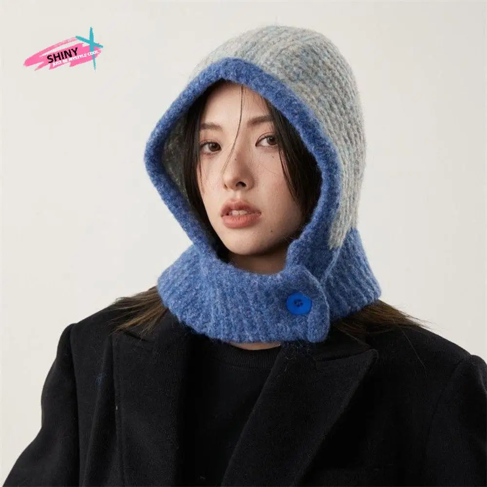 

Cute Pullover Hat Balaclava Hat Simple Thickened Knitted Hat Beanie Ear Protection Hat Streetwear