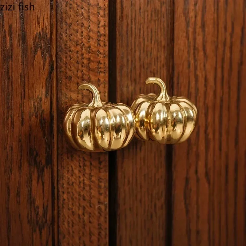 Creative Brass Pumpkin Cabinet Handle Creative Door Handle Pumpkin Single Hole Drawer Handle Modern Home Furniture Decoration