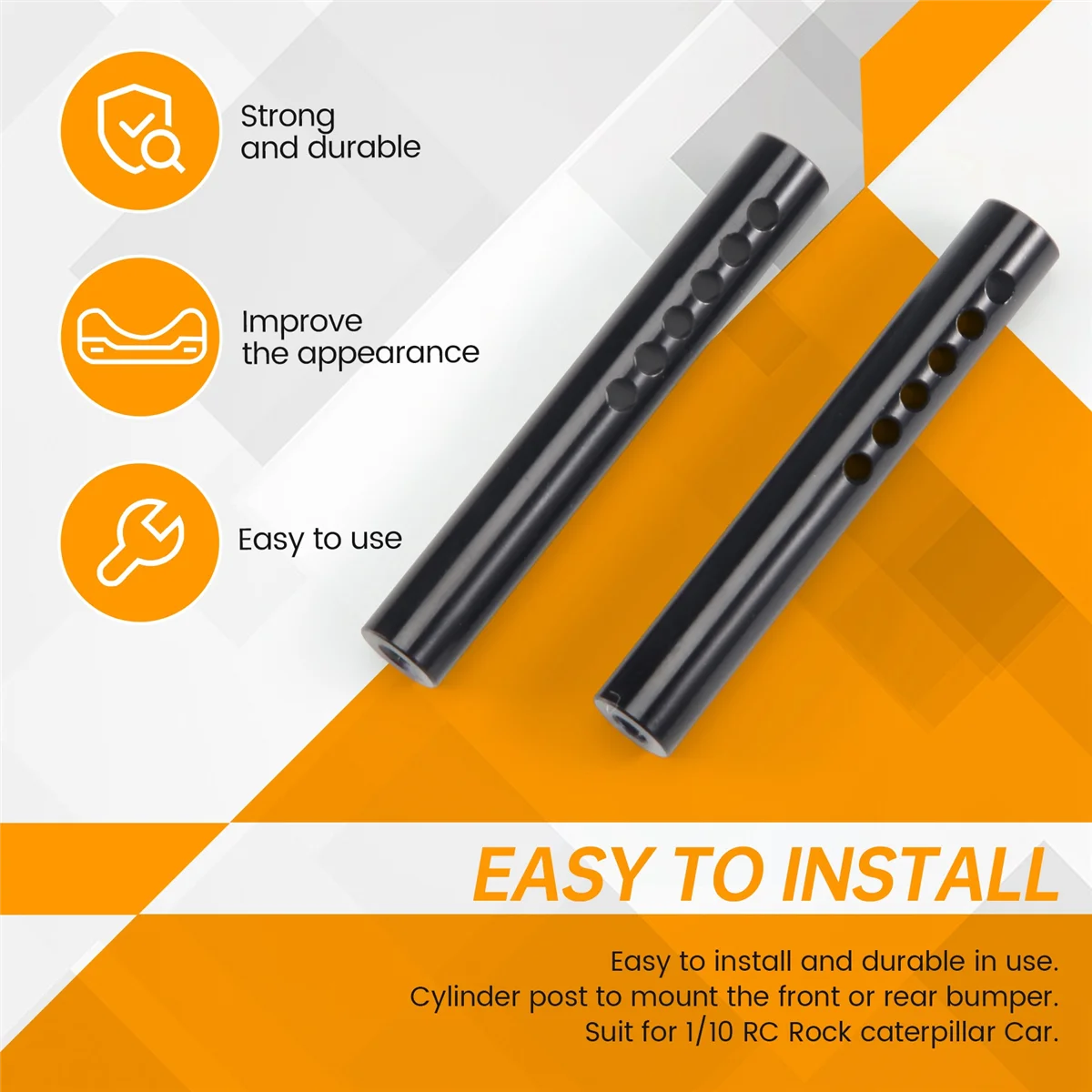 SMIEA 2PCS Metal Bumper Mount Holder Cylinder Post for 1/10 RC Crawler Car Axial SCX10 & SCX10 II 90046 90047