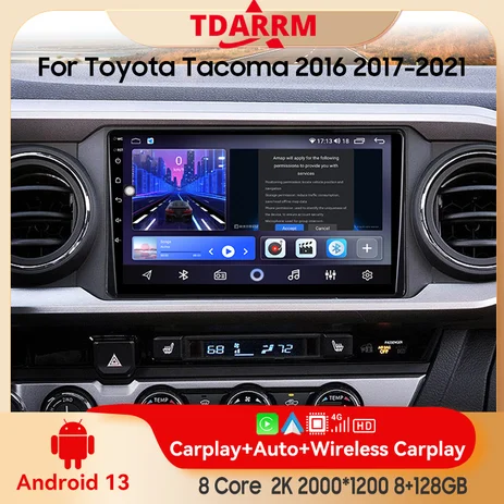 2din for Toyota Tacoma 2016-2021 Android 13.0 6+128G Multimedia Player Car Radio Wireless Carplay Android Auto Original Car Menu