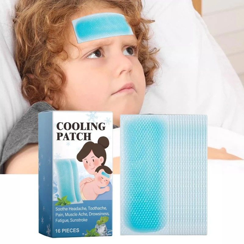16 Stück weiche Gelblätter für Kinder zur Kühlung, Linderung von Fieberbeschwerden, Baby-Kühlpads, Fieberpflaster, Schmerzen, Kopfschmerzen