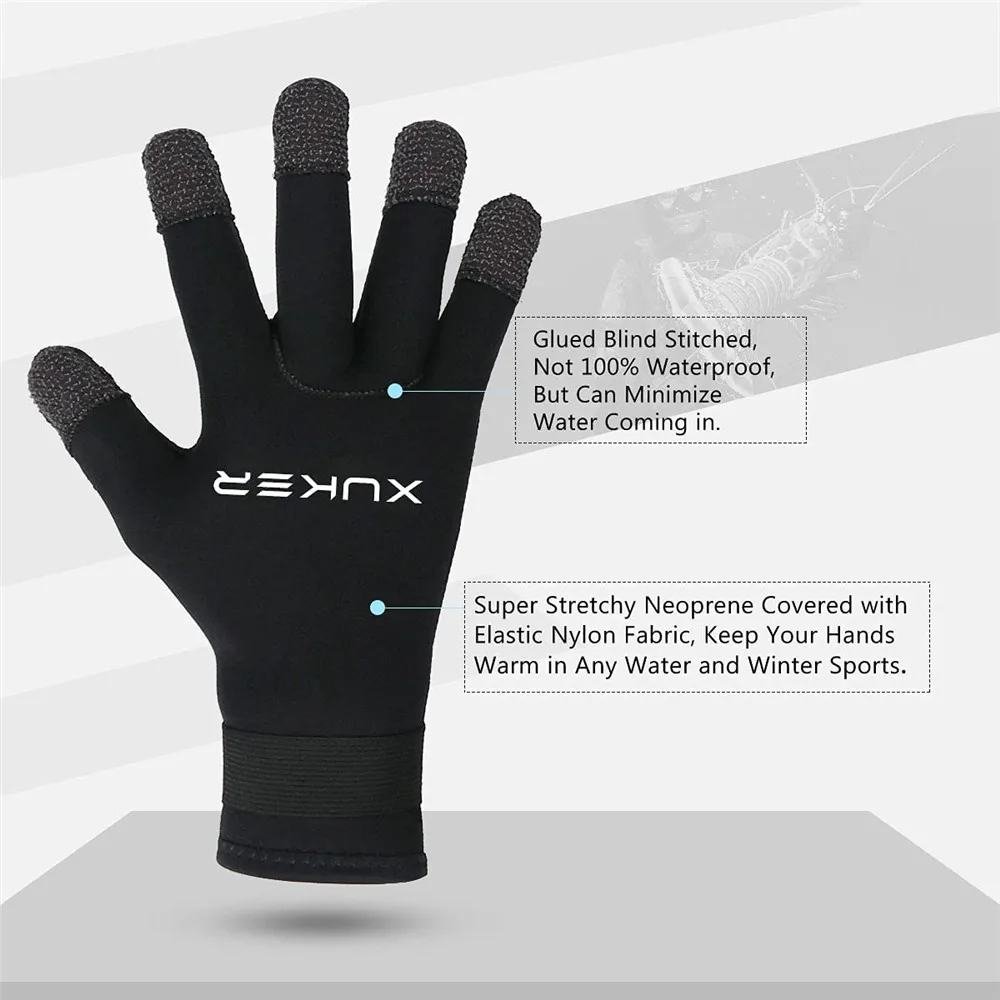 Guantes de buceo de neopreno de 3mm, resistentes a los cortes, mantienen el calor, para buceo, surf, kayak, canoa, pesca submarina, deportes