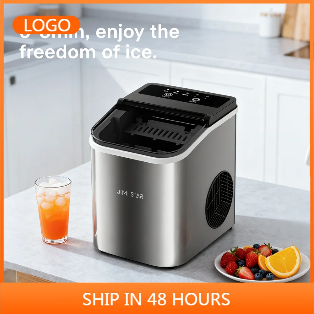 Stainless Steel Mini Bullet Ice Maker, Quick Ice Making, Bottled Water Input for