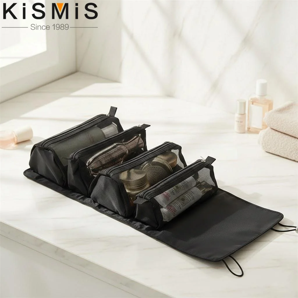 Portable Waterproof Foldable Cosmetic Bag Travel Toiletry Makeup Organizer Storage Bag for Beauty Essentials