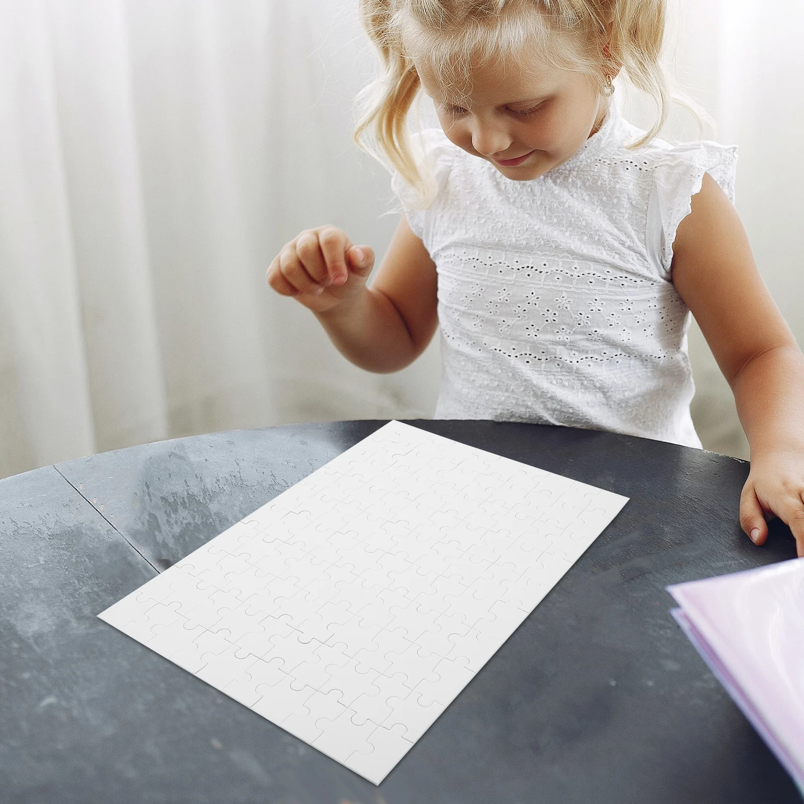 

4 Sheets Children's DIY Puzzles Ample Space Blank Board Game Kit Draw Drawing Paper Craft Wooden Blanks