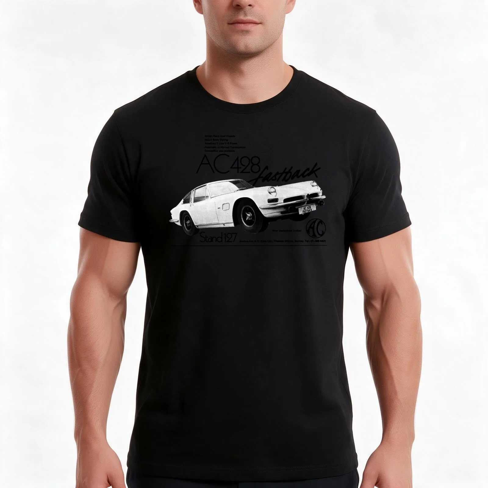 AC 428 FASTBACK - ADVERT T-Shirt, Summer Casual Cotton Tee, Oversized Streetwear Tops, Vintage Graphic Print, Unisex Men Women