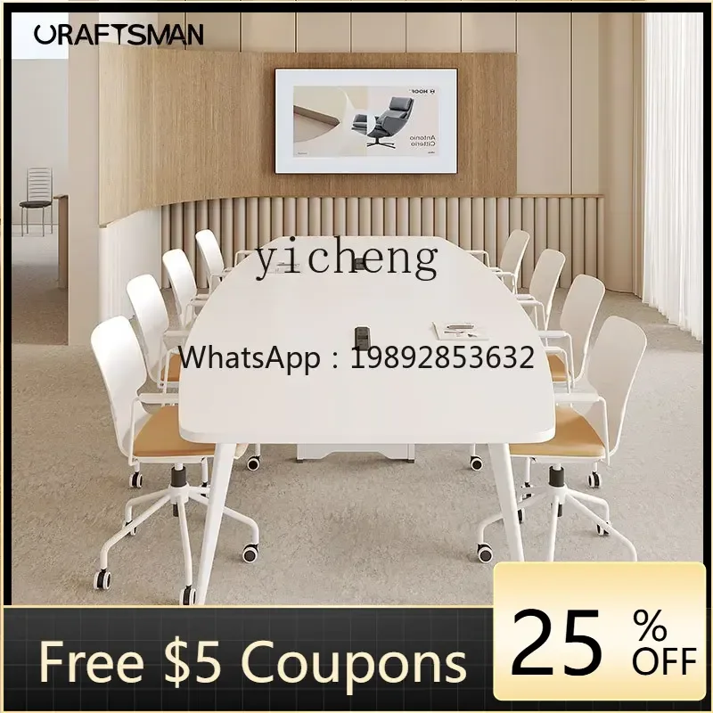 

XLL Conference Desk Oval Nordic Conference Room Table and Chair Combination White Negotiation Table