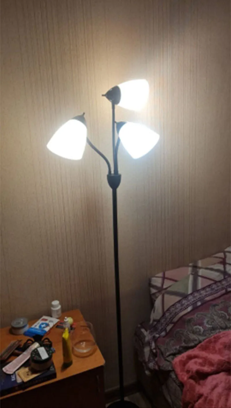 Modern intrustrial E27 Floor lamp black adjustable 3 heads living room stand lamp bedside lamp bedroom Study Office floor light