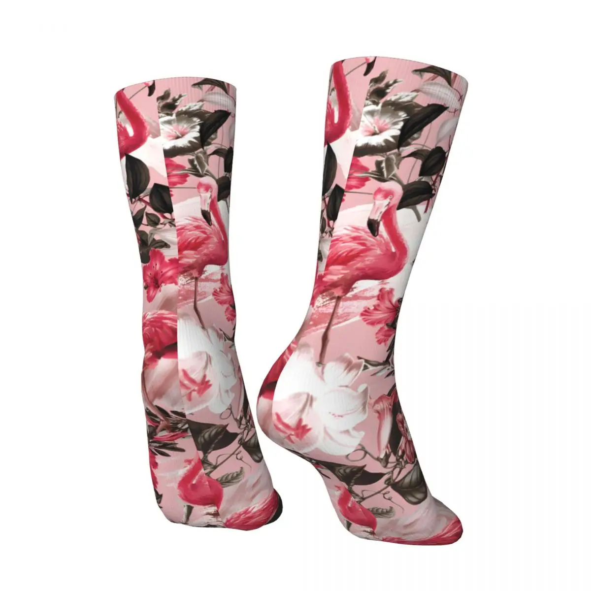 Crazy compression Flamingo And Floral III Sock for Men Harajuku Seamless Pattern Crew Sock Novelty