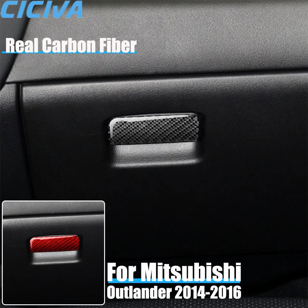 

Real Carbon Fiber Car Accessories Glove Storage Handle Decorative Cover Soft Sticker For Mitsubishi Outlander 2014 2015 2016