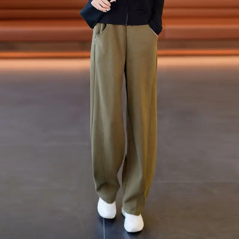 Spring New Popular Slim Wide Leg Pants for Autumn Sagging Loose Pants with Velvet Joggers Women