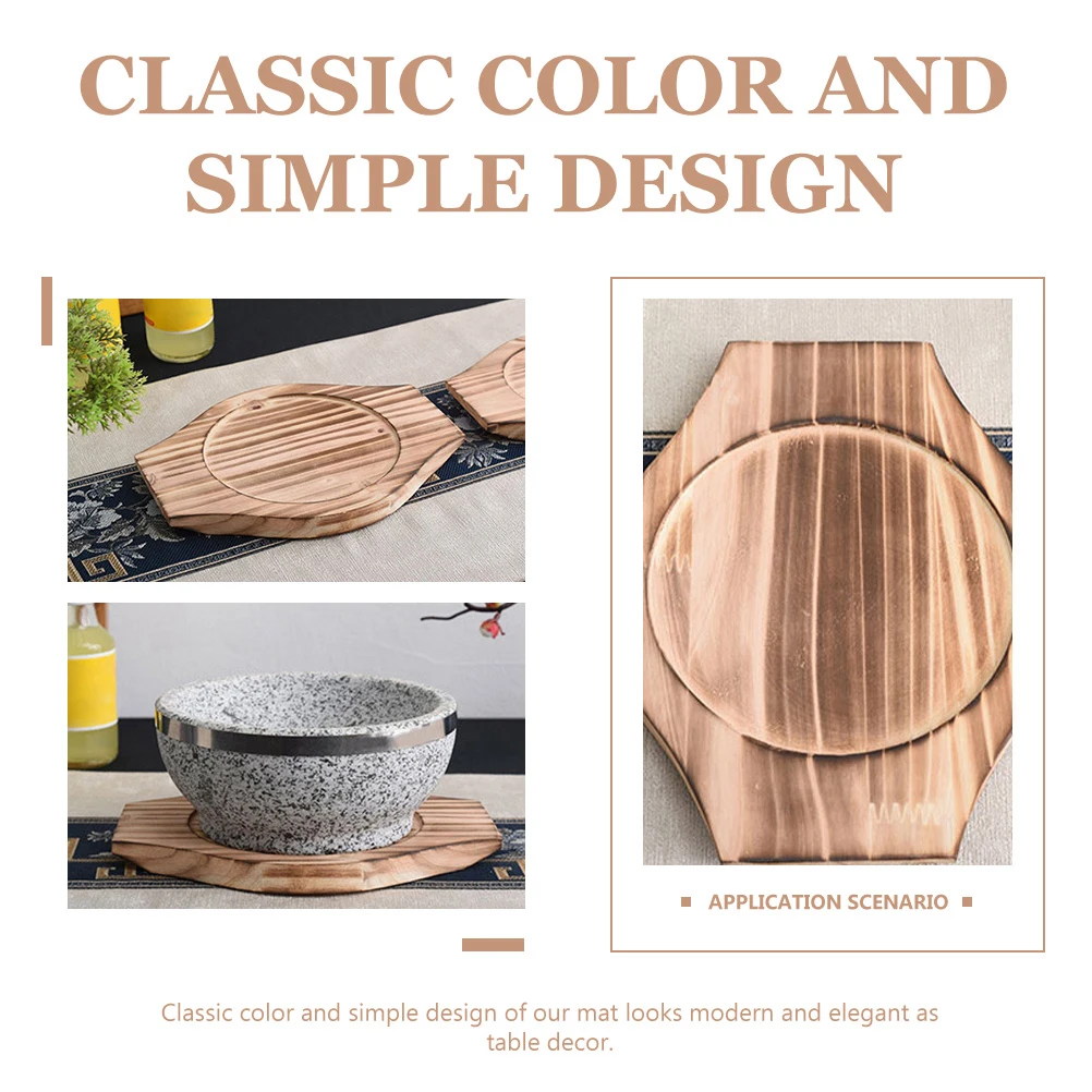 

2 Pcs Stone Wood Bowl Pad Kitchen Pot Holder Round Hotpot Drying Mat Fondue Bracket Sturdy Wear Resistant Reusable