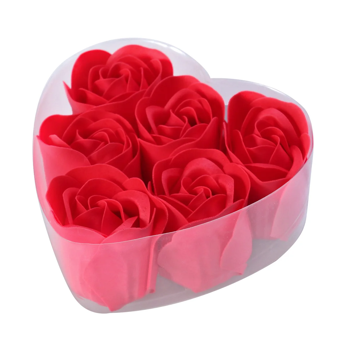 

6pcs Heart Shaped Soap Rose Simulation Flower Gift Box For Birthday Valentine'S Day Wedding Home Hotel Party Decoration