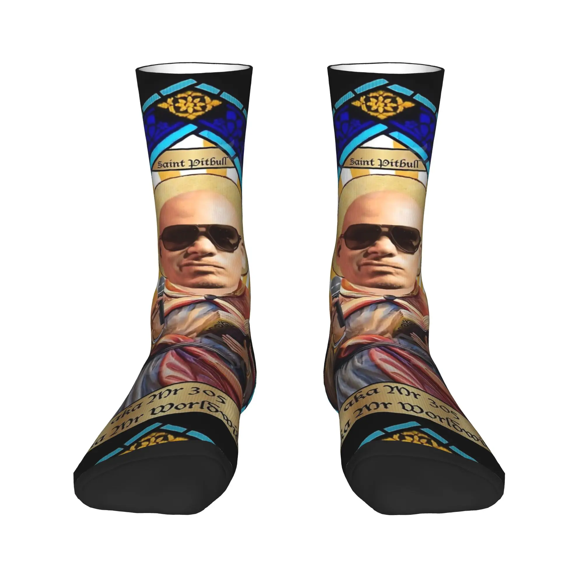 Mr Worldwide Pitbull Socks  Anti Slip Stockings Men High Quality Running Sports Socks Autumn Gothic Graphic Socks
