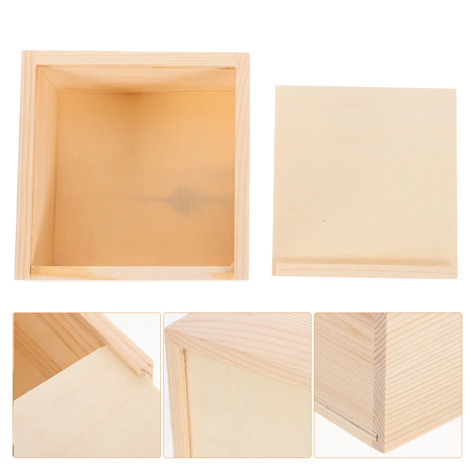 

1Pcs Push Cover Wooden Square Box Premium Wood Jewelry Gift Case Storage for Rings Bracelets Valentines Anniversary Christmas