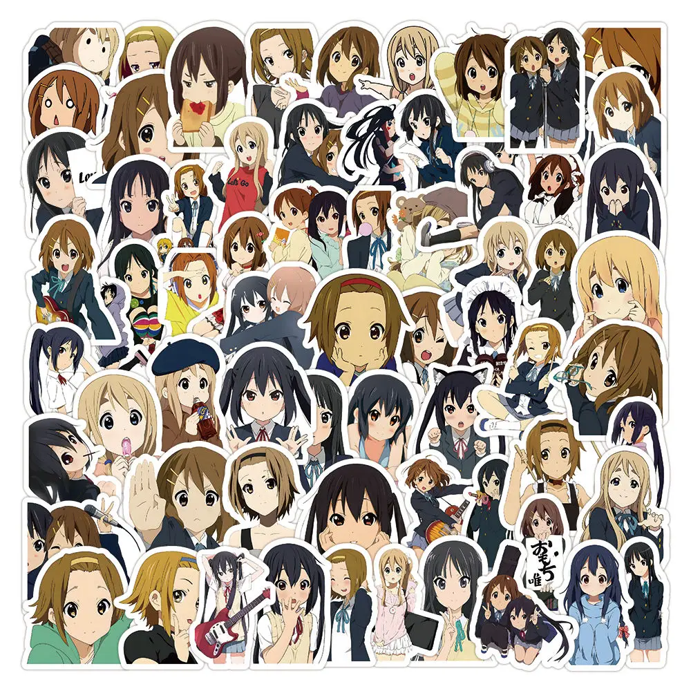 K-ON Anime Theme Sticker Set Creativity Cute Decorative Phone Case Handbooks Waterproof Anime Character Stickers Pack DIY
