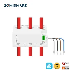 Zemismart Zigbee Bi-directional Energy Meter 3 Phase 4 Wire Power Monitor 63A Works with Tuya Zigbee2MQTT Home Assistant