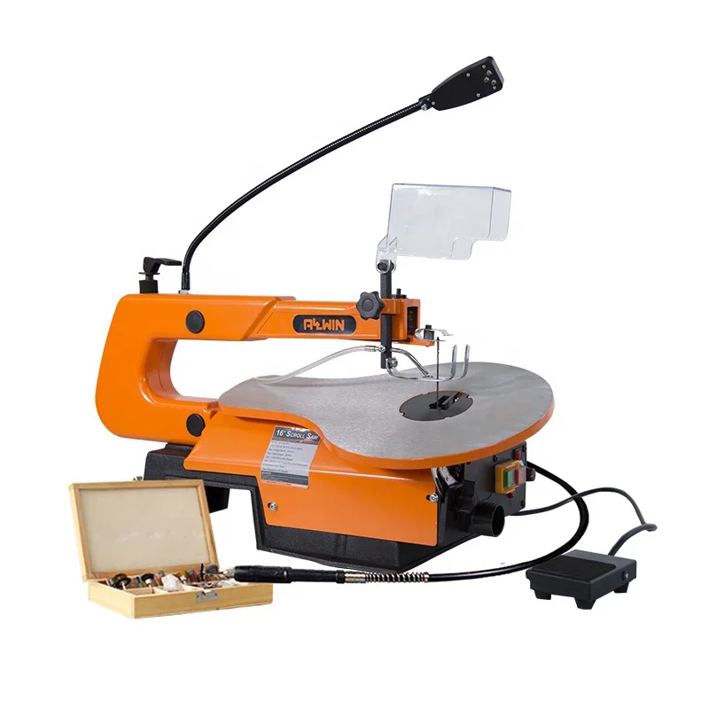 16inch Woodworking Tabletop Speed Adjustable Bench Scroll Saw with Dust Blowers Variable Speed Wood Cutting Machine 220V